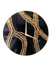 Orologio da parete Jazz Black & Gold in resina epossidica