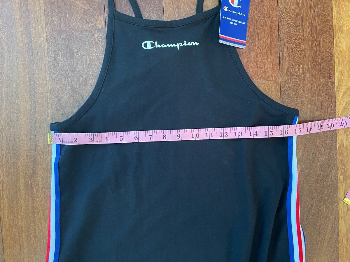 NWT New Champion Tank Dress Black Side Stripe Cotton Women NWT New Champion Tank Dress Black Side Stripe Cotton Women