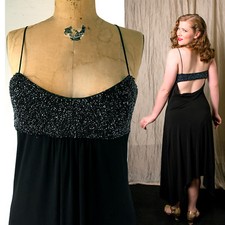 NWT Laundry 8 Black jersey Beaded cocktail dress Cowl back $295 extra beads
