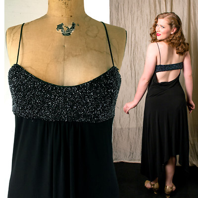 NWT Laundry 8 Black jersey Beaded cocktail dress Cowl back $295 extra beads