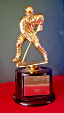 MVP PAUL CARCIERI 1951 ICE HOCKEY TROPHY GOLD FINISH COLLECTABLE PLAYER FIGURE