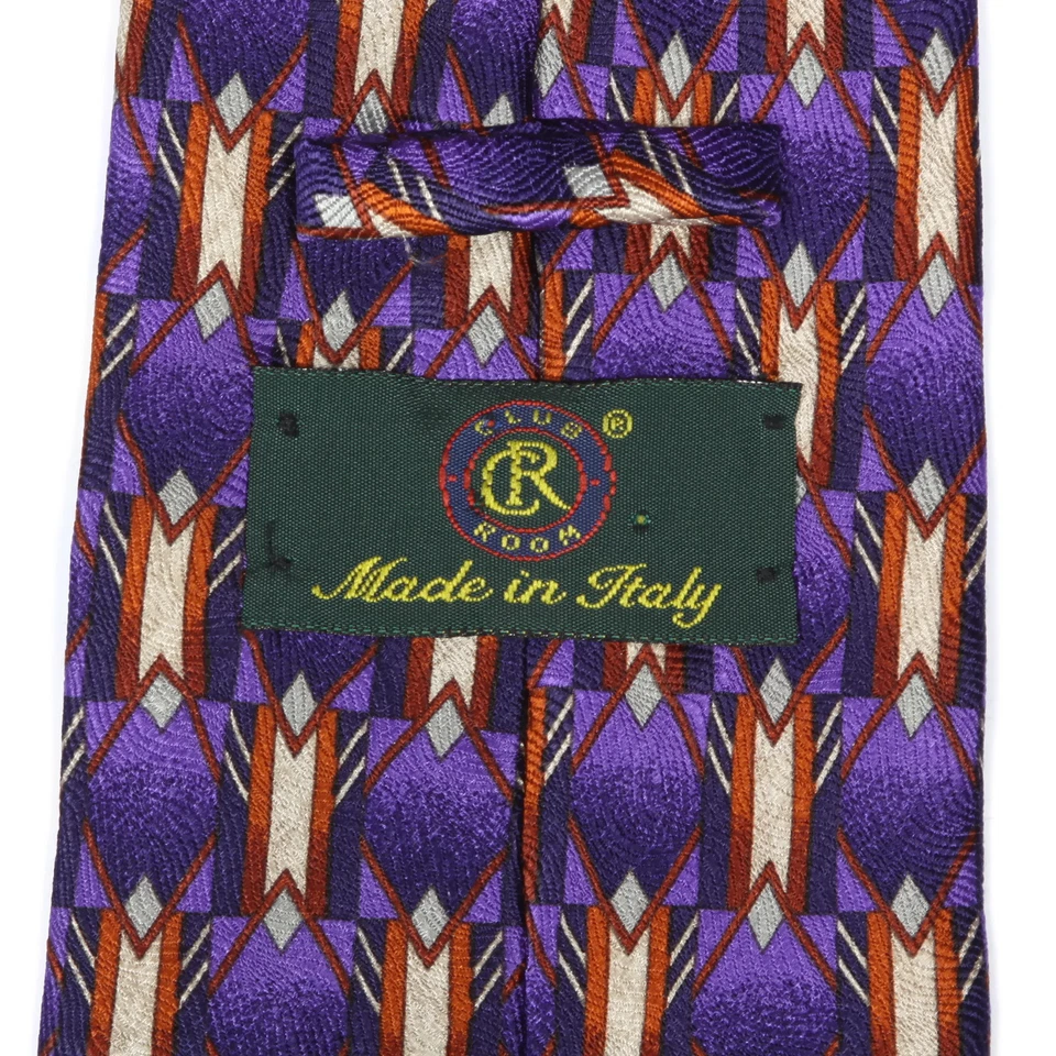 CLUB ROOM ITALIA ¡Increíble! Corbata de cuello de seda púrpura geométrica flecha punta azteca para hombre Foto 4 de 4