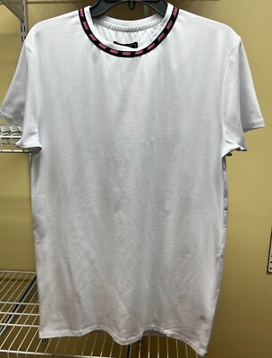Sik Silk Short Sleeve Bound Logo Gym White Tee Shirt Mens Size