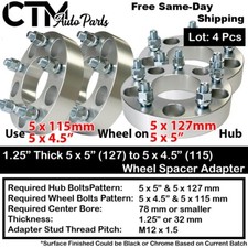 4x 1.25 Thick 5x5127 To 5x4.5115 Spacer Adapter Durango Wrangler Gladiator