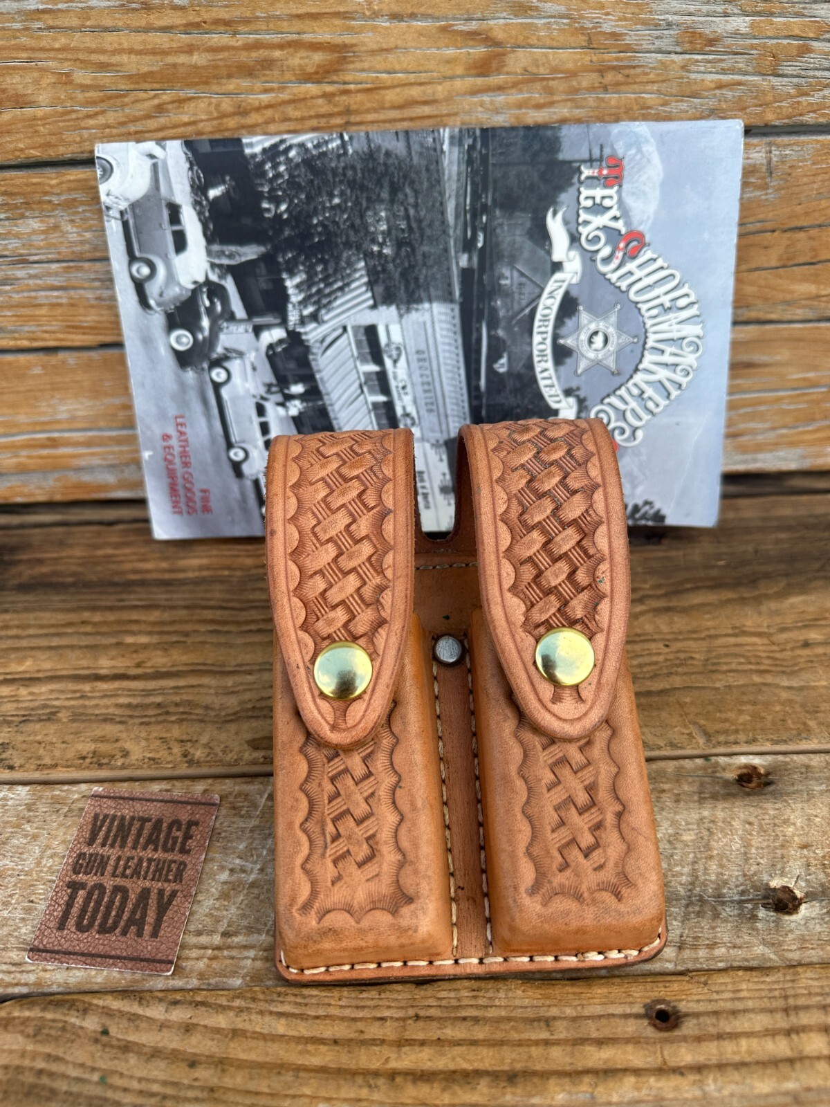 Tex Shoemaker Brown Basket Double Magazine Carrier For Sig P226 Beretta Browning-image