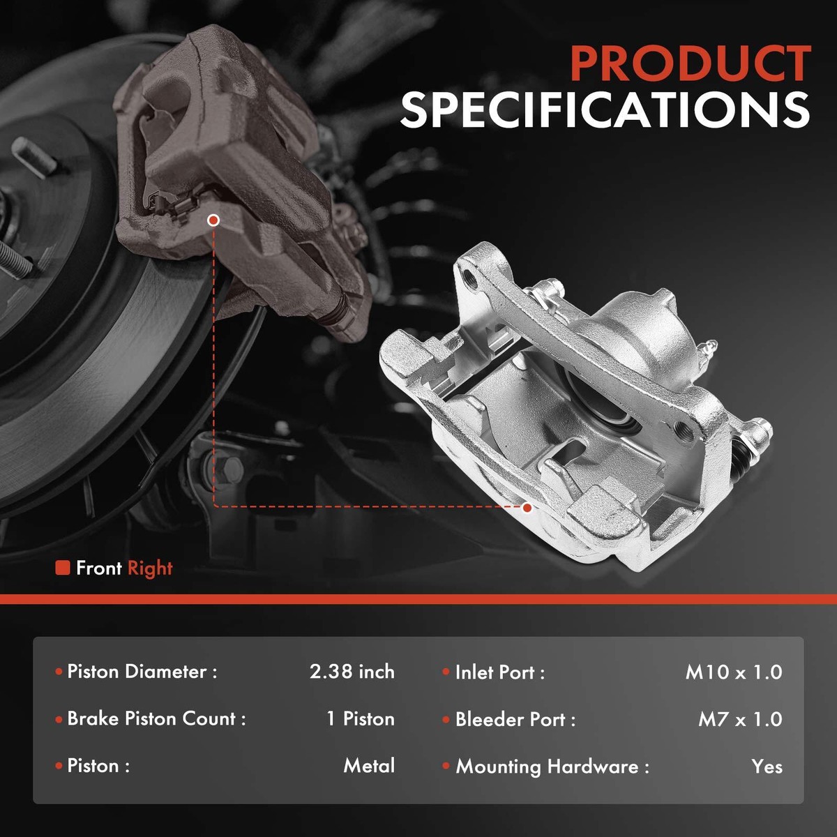 Front Passenger Side Disc Brake Caliper with Bracket for Mazda CX