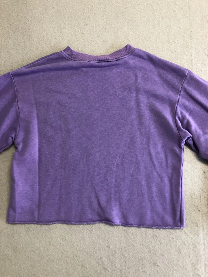 Sudadera H&M Jóvenes Niños Niñas 9-10 Púrpura Cuadrada Crop Pullover Crew Foto 2 de 4