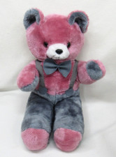 Vtg MTY Teddy Bear Pink Gray Stuffed Plush 24"