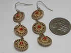 Vintage Dangle Gold Tone Drop Circles Small Faux Coral Chunky Earrings