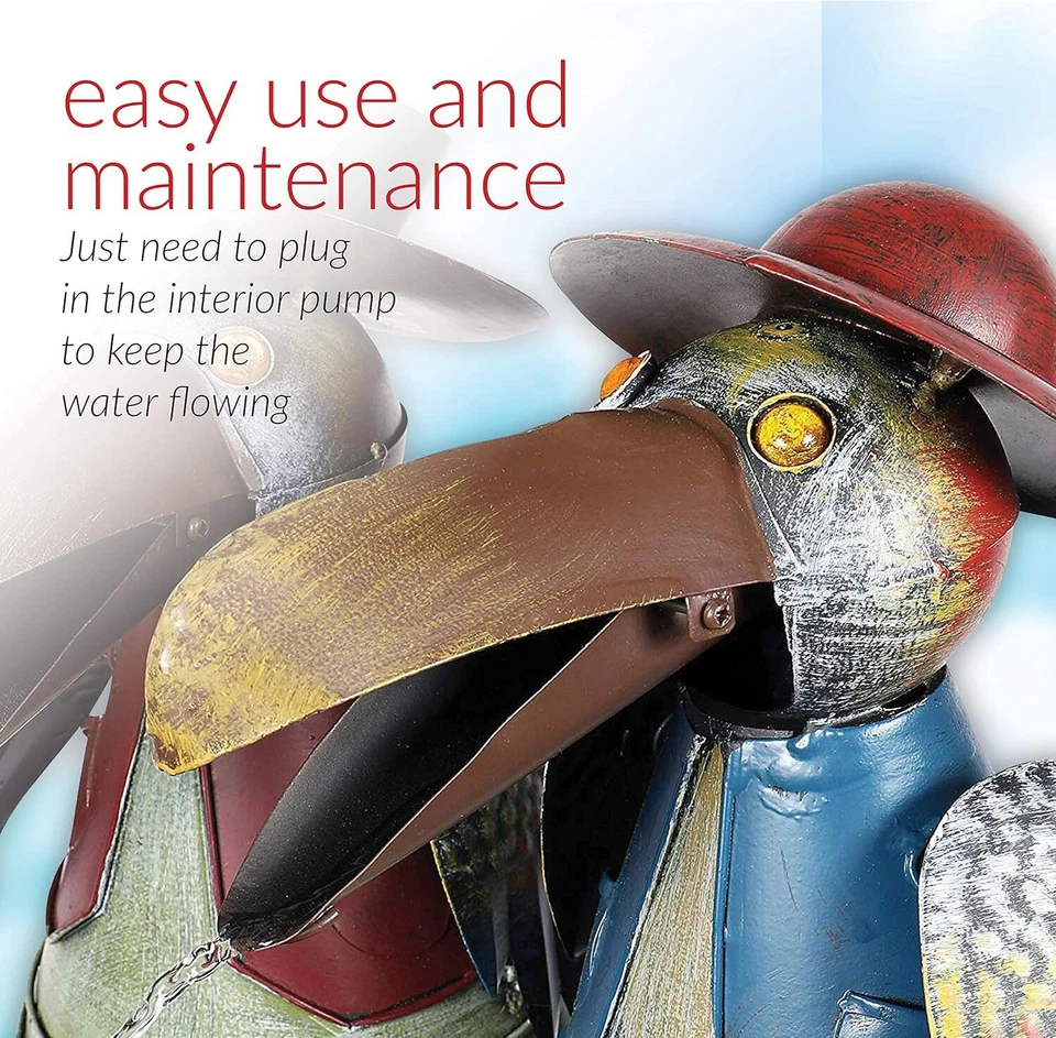 Alpine Corporation NCY298 Tabletop Metal Crow Birds Soothing Waterfall Fountain - Image 4 of 4