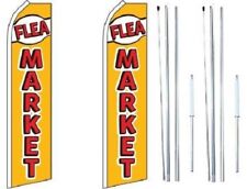 Pack of 3 CAR WASH Now Open King Windless Feather Flag Sign Kit with Complete Hybrid Pole Set 