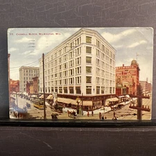 1911 Caswell Block Milwaukee Wisconsin horse and buggy FABVINTY BARGAIN POSTCARD