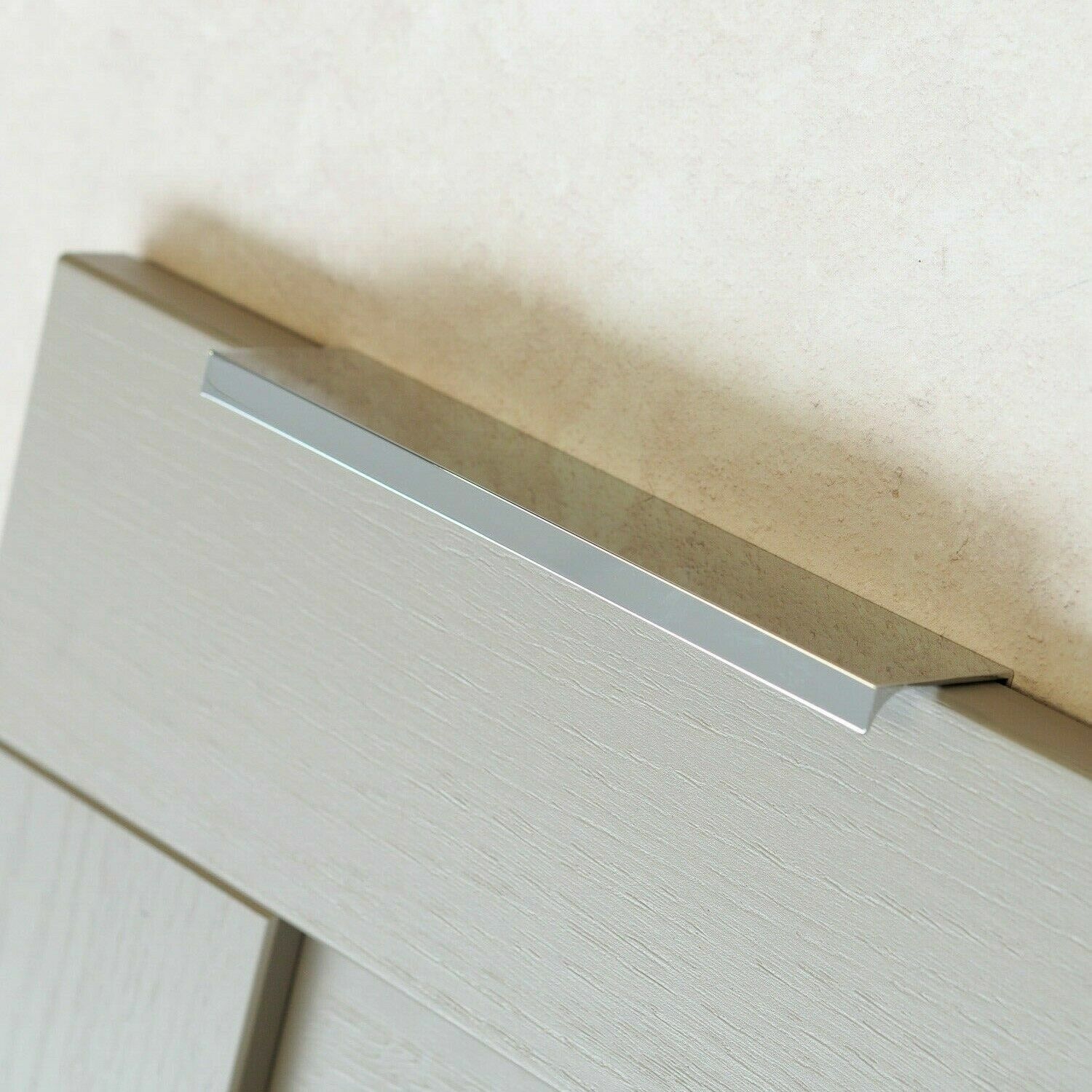Chrome Kitchen Cupboard Handle Polished 160mm Lip Cabinet Edge Pull Door Drawer - Image 2
