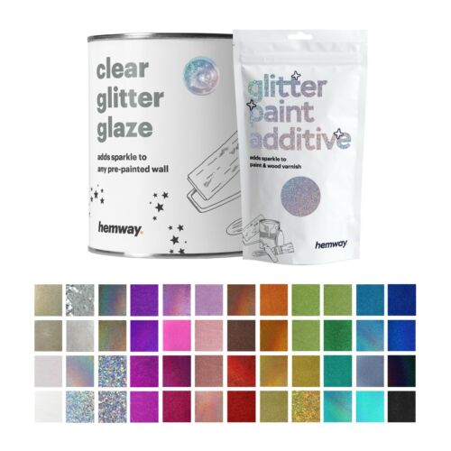 Hemway Clear Glitter Paint Glaze for Emulsion Walls Wallpaper Bathroom Furniture - Afbeelding 1 van 93