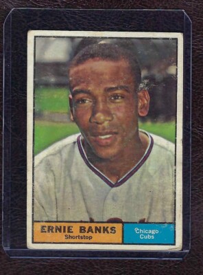 1961 Topps #350 Ernie Banks, Chicago Cubs, HOF, Good, Centered!