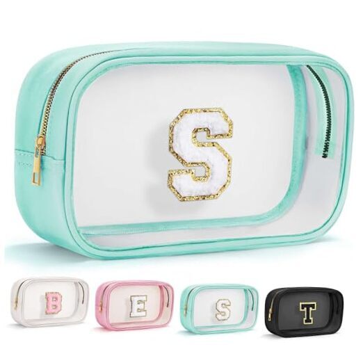 Clear Preppy Blue Travel Makeup Bag Large Toiletry Organizer