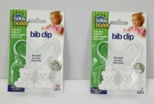 Baby Buddy Travel Bib Clip White Teddy Bear 2 Pack TF