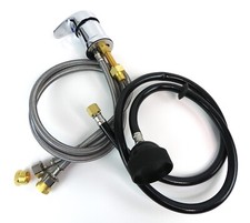 Universal Hot and Cold Faucet Handle with Replacement Hose Shampoo Bowl