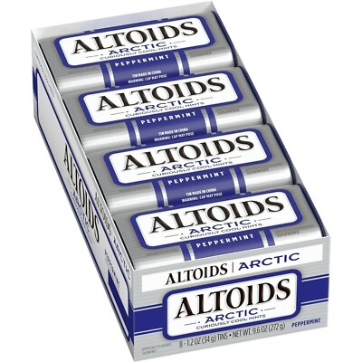 24 Tins Altoids Arctic Peppermint Mints, 1.2-Ounce Tin, Best by 4/2026