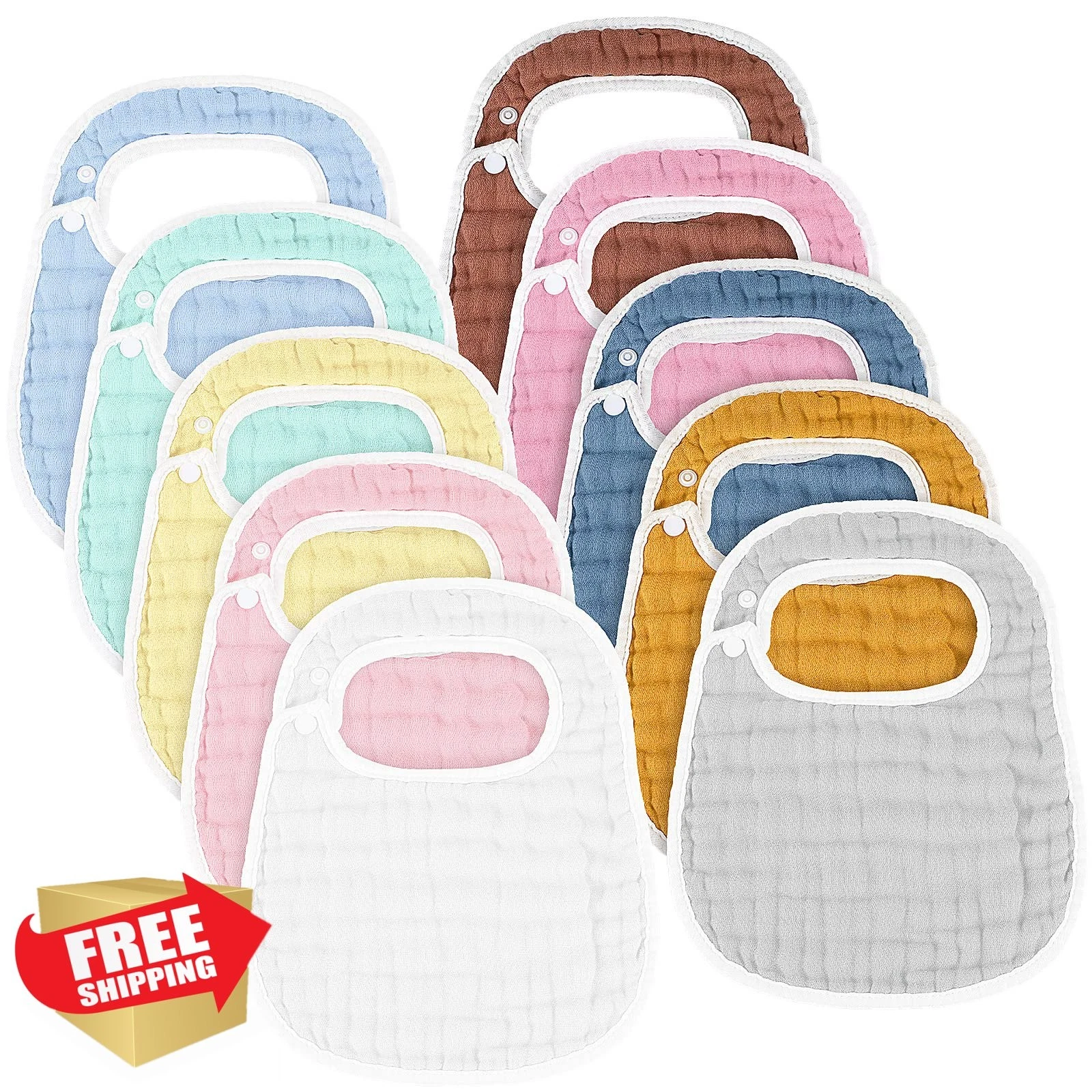Loopeer 10 Pcs Muslin Baby Bibs Bandana Drool Bibs for Unisex Boys Girls Soft...