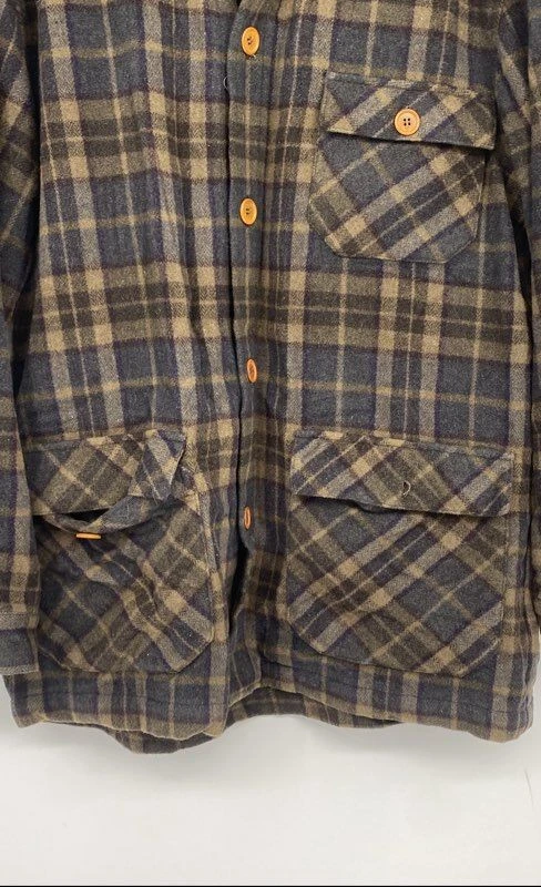 Le Collezioni Structure Mens Multicolor Plaid Flannel Shirt Jacket Size 5 - Image 3 of 4