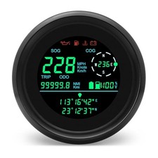 85mm GPS Speedometer Fuel Gauge/Voltmeter, GPS Speedometer Switchable Black
