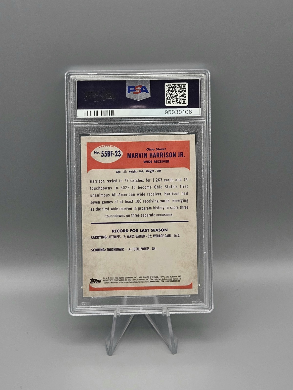 PSA 10 GEM (RC) Marvin Harrison Jr 1955 Bowman Football Chrome 2023 Bowman U 🔥  view 4