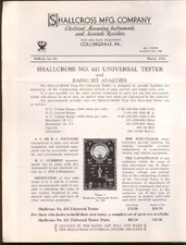 Shallcross Tester & Radio Set Analyzer Bulletin 1934