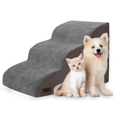 3Step Dog Ramp Stairs Sofa Chair NonSlip Sturdy Pet Steps 15.7 Inch Grey