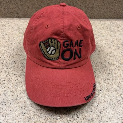 Life Is Good Game On Baseball Cap Hat Adjustable Red Embroidered Adjustable