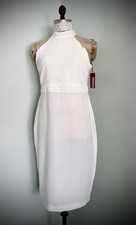 Boo Hoo White Halter Stretch Sheath Dress SZ 8 Cocktail Special Occasion