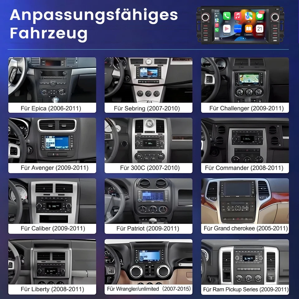 Für Dodge RAM Jeep Grand Cherokee Chrysler Android 14 Autoradio Carplay BT 2+64G - Bild 2 von 4