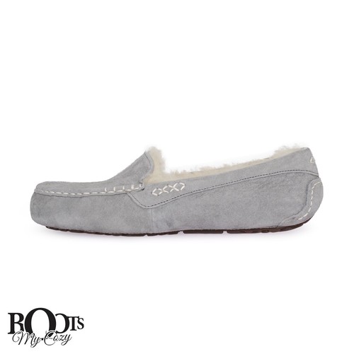 UGG ANSLEY GREY SUEDE SLIP ON MOCCASINS SHOES WOMEN'S SLIPPERS SIZE US 7 NEW - Picture 4 of 6
