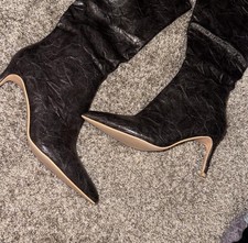 Fashion Nova Grey Thigh High Stiletto Boots Women  s Size  8.5 