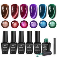 Beetles Jewel Parade Cat Eye Gel Nail Polish Set - 6 Colors Glitter Cat Eye Gel