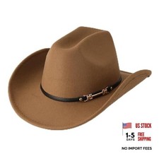 Classic Felt Cowboy Hat for Women  Men, Western Style Cowgirl Hat with