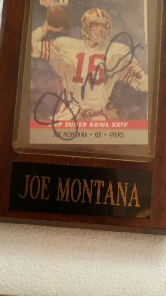 Juego profesional de 1990 Super Bowl MVP #24 autografiado Joe Montana placa Disply 49er Foto 2 de 4