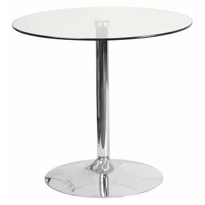 Flash Furniture Ch-7-Gg Round Cafe Table, 31.5'' W, 31.5'' L, 29'' H, Glass Top,