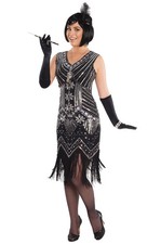 Brand New 1920s Silver Screen Flapper Adult Costume XS/S