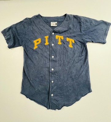 Vintage Pittsburg Jersey Mens Medium Blue MLB NCAA Button Badger Sport USA PITT