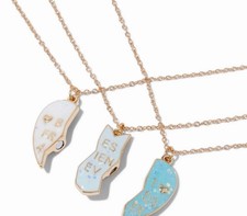 Claire  s Best Friends White  Blue Ombr  HeartPendant Necklaces - 3 Pack new