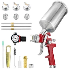 HVLP Air Spray Gun Kit Auto Paint Car Primer Detail Basecoat Clearcoat 3 Nozzle