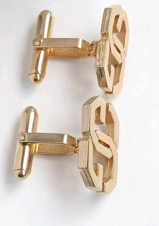Givenchy Cufflinks Gold Plated  G G Logo Vintage Mens Jewellery Boxed thumbnail 3