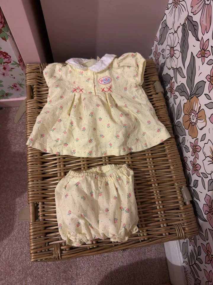 Baby born zapf creation vintage retro yellow floral dress and bloomer shorts - Image 3 of 3
