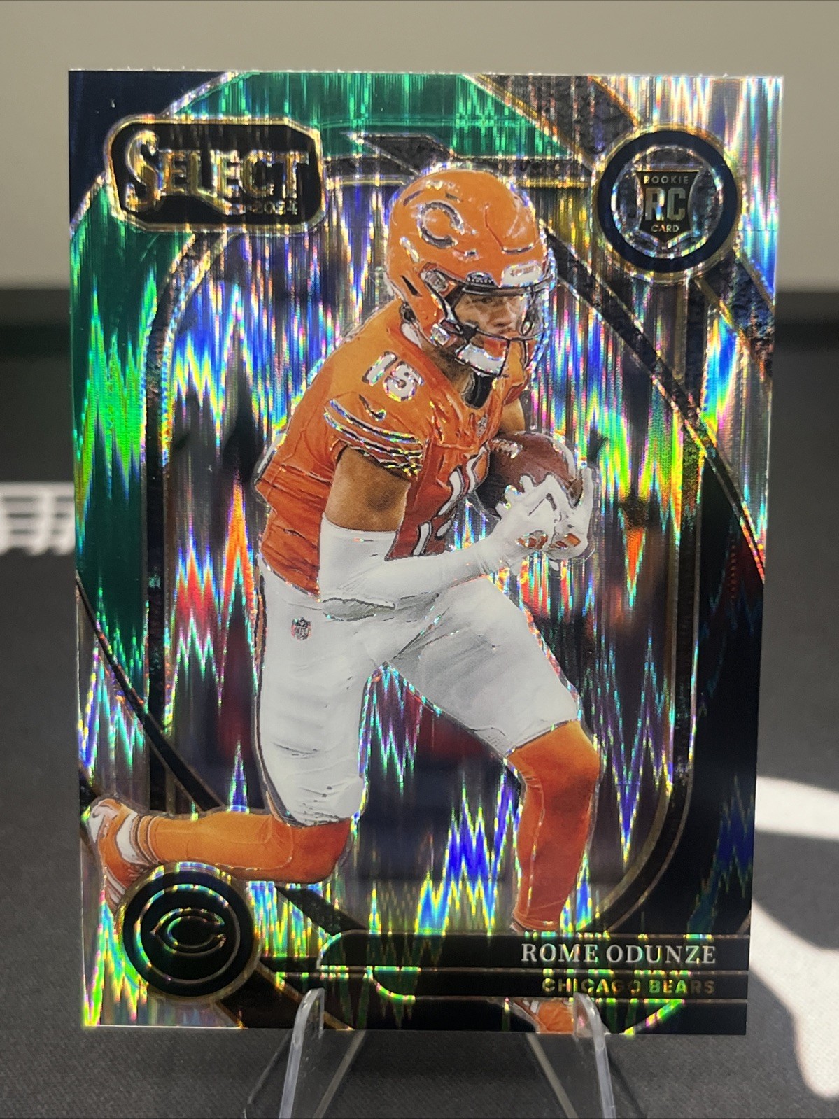 2024 Panini Select - Club Level Rome Odunze #236 Black & Green Shock Prizm (RC)