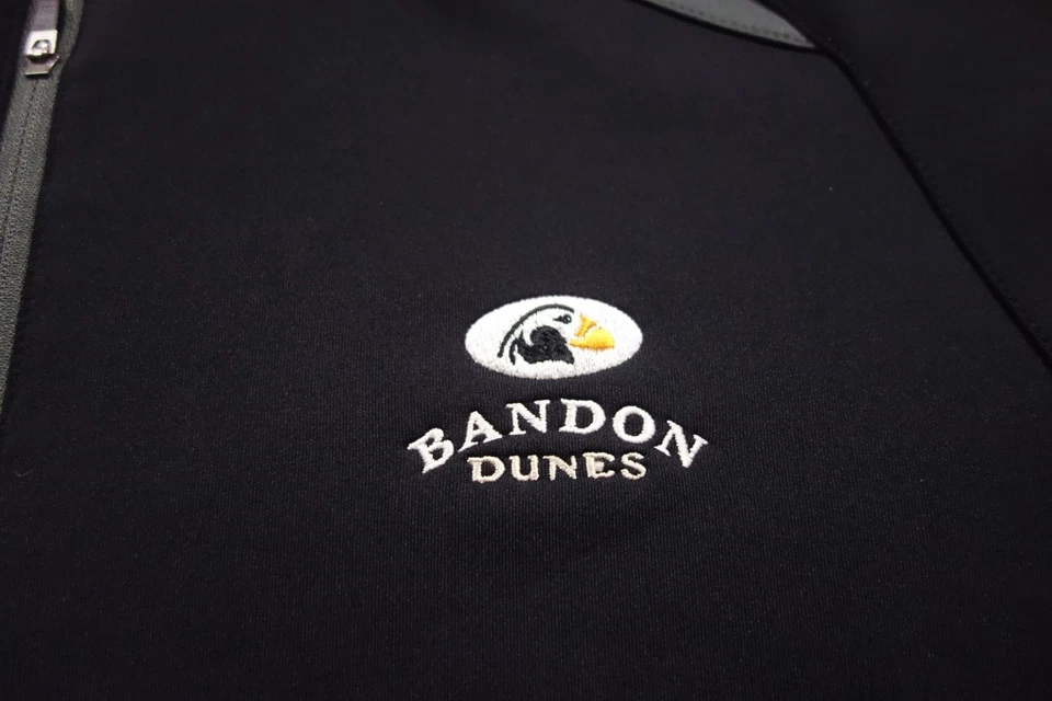 Pullover Sun Mountain Para Hombres Mediano Negro 1/4 Cremallera Rendimiento Golf Bandon Dunas Foto 2 de 4