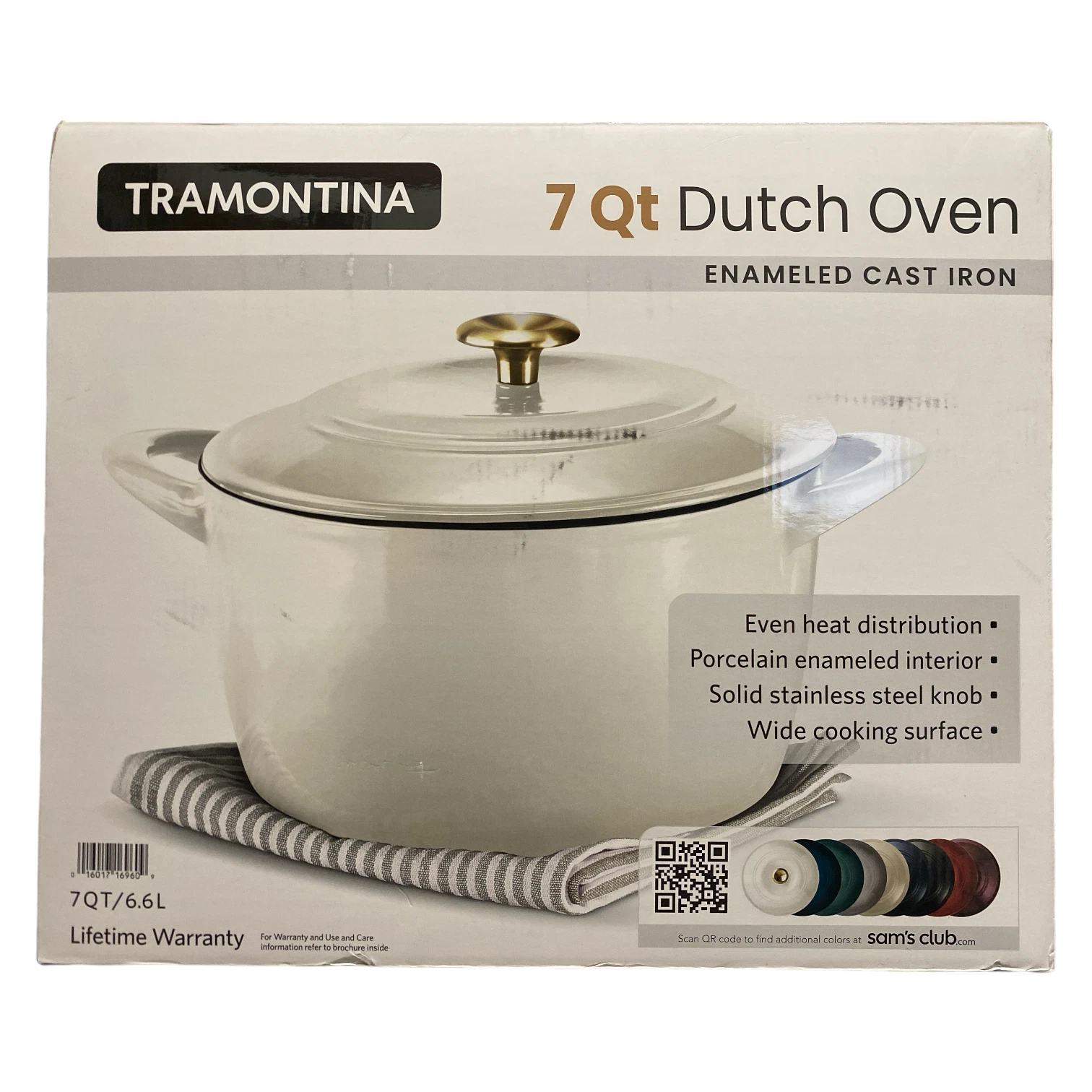 Tramontina 7 Quart Enameled Cast Iron Round Dutch Oven (Latte)
