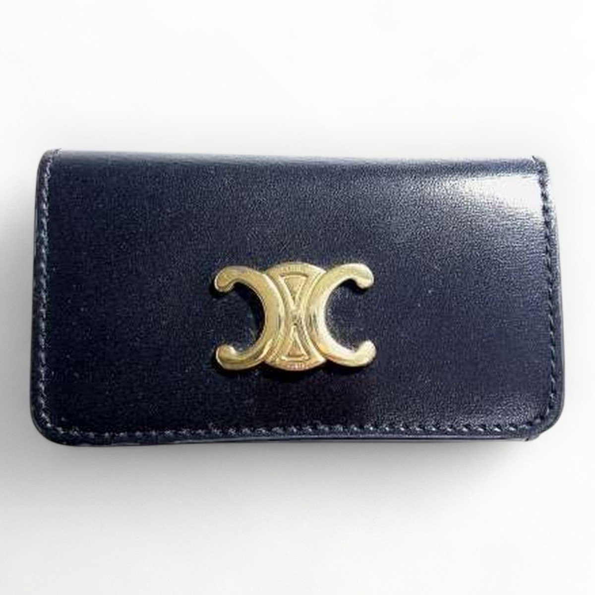 【CELINE】WALLET Celine Triomphe Small Flap Wallet Bi-fold Green Leather