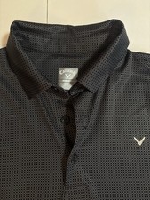 Callaway Opti Dri Men s Large Grey/Black Golf Polo Micro Square/Plaid Pattern
