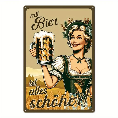Putuo Vintage German Beer Girl Tin Metal Signs Home Décor 8x12 Wall Art  Ru